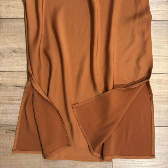 NWT A New Day V-Neck Midi Slip Dress Brown Rust Target women’s silky m medium - Picture 6 of 9